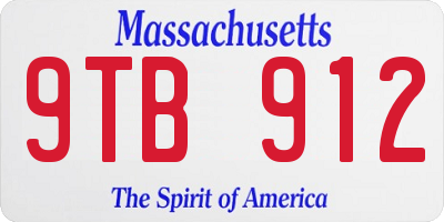 MA license plate 9TB912