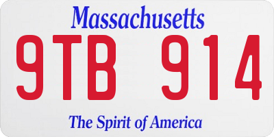 MA license plate 9TB914