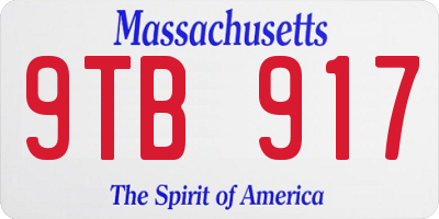 MA license plate 9TB917