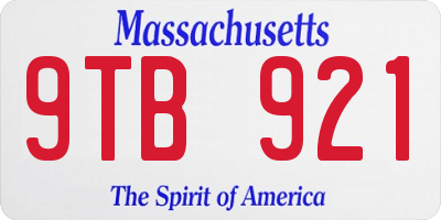 MA license plate 9TB921