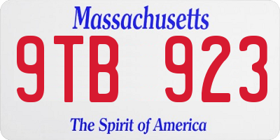 MA license plate 9TB923