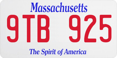 MA license plate 9TB925