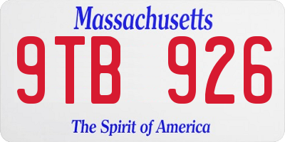 MA license plate 9TB926