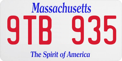 MA license plate 9TB935