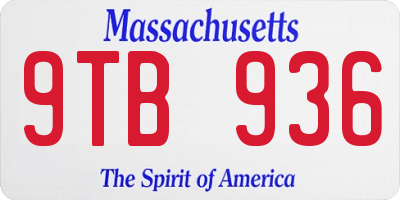 MA license plate 9TB936