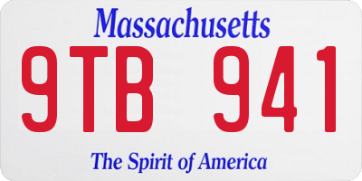 MA license plate 9TB941