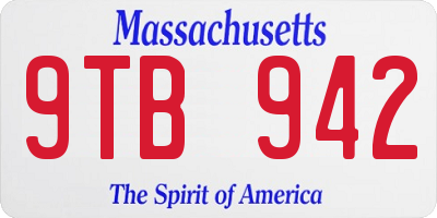 MA license plate 9TB942