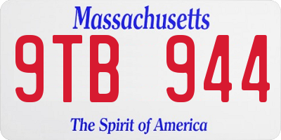 MA license plate 9TB944