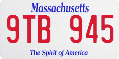 MA license plate 9TB945