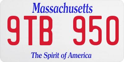 MA license plate 9TB950