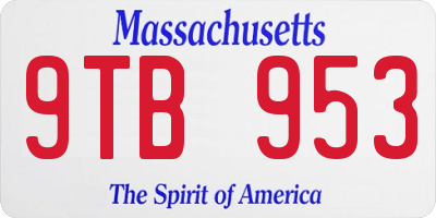 MA license plate 9TB953