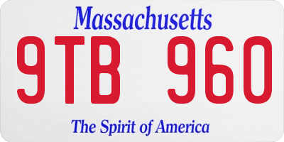 MA license plate 9TB960