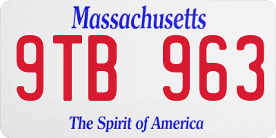 MA license plate 9TB963