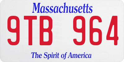 MA license plate 9TB964