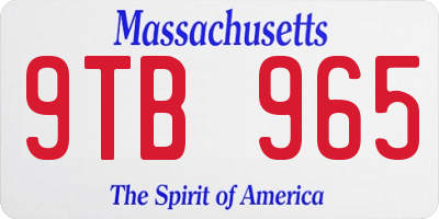 MA license plate 9TB965