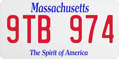 MA license plate 9TB974