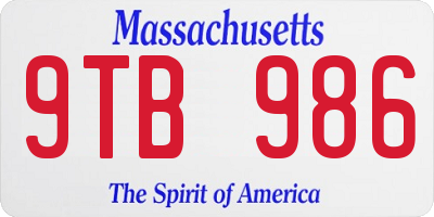 MA license plate 9TB986