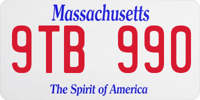 MA license plate 9TB990