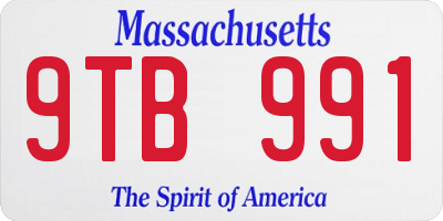 MA license plate 9TB991