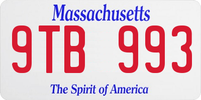 MA license plate 9TB993