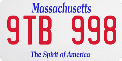 MA license plate 9TB998