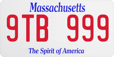 MA license plate 9TB999