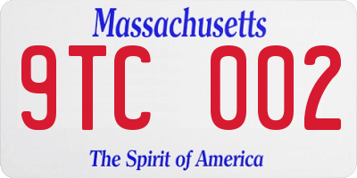 MA license plate 9TC002