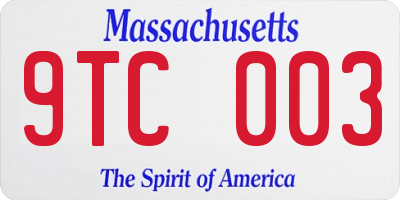 MA license plate 9TC003