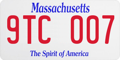MA license plate 9TC007