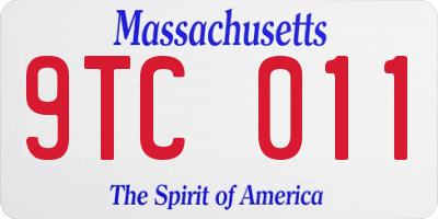 MA license plate 9TC011