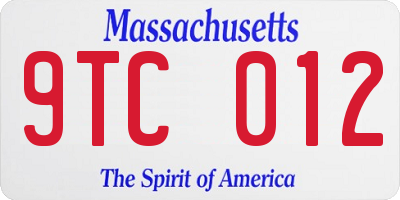 MA license plate 9TC012