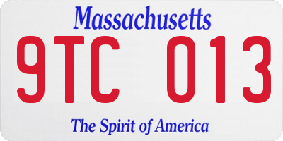 MA license plate 9TC013