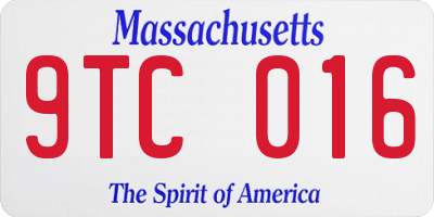 MA license plate 9TC016