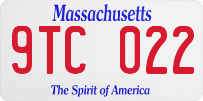 MA license plate 9TC022