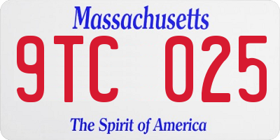 MA license plate 9TC025