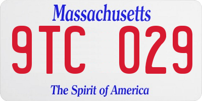 MA license plate 9TC029
