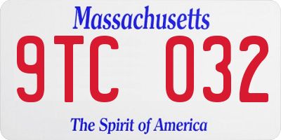 MA license plate 9TC032