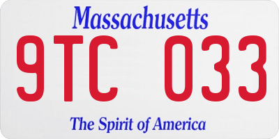 MA license plate 9TC033