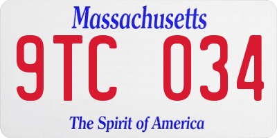 MA license plate 9TC034