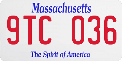 MA license plate 9TC036