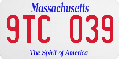 MA license plate 9TC039