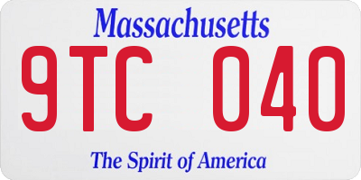 MA license plate 9TC040