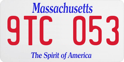 MA license plate 9TC053