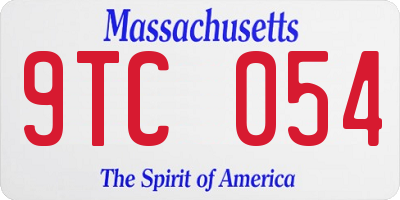 MA license plate 9TC054