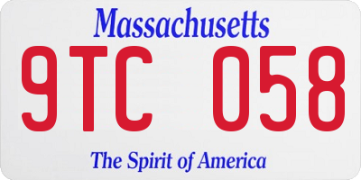 MA license plate 9TC058