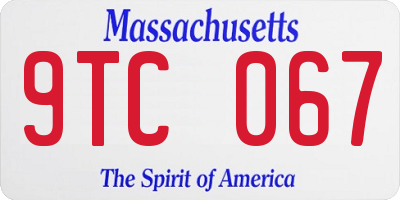 MA license plate 9TC067