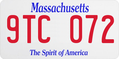 MA license plate 9TC072