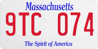 MA license plate 9TC074