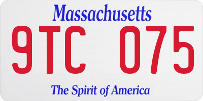 MA license plate 9TC075