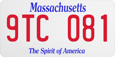 MA license plate 9TC081